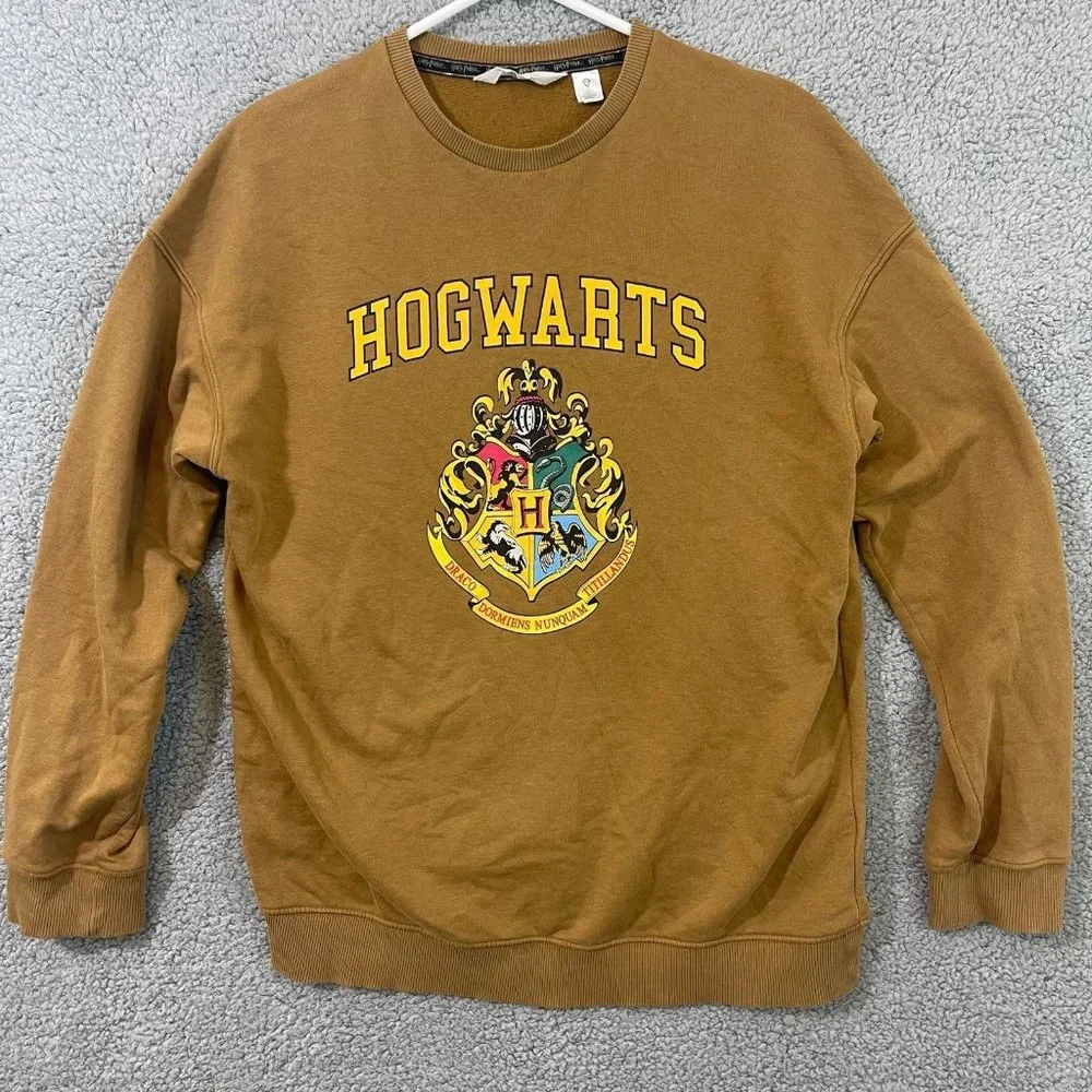 Harry Potter Hogwarts Crewneck Oversized Sweater Youth 2XL Brown Sweatshirt